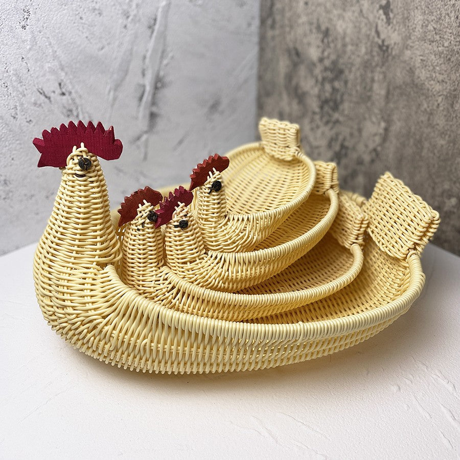 Beige Bamboo Storage Basket 30x20 cm Woven Design