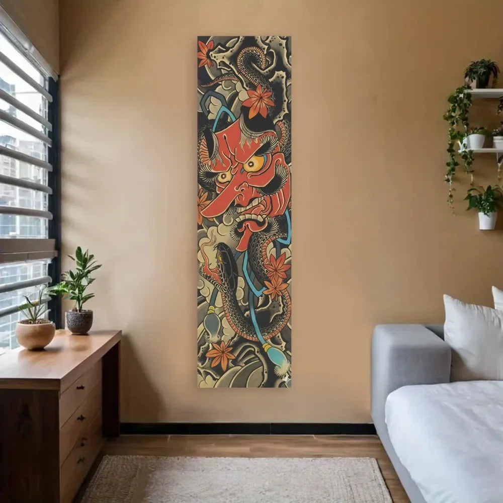 VIKAMA Japanese Wave Art Tapestry Red Sun Ocean Decor