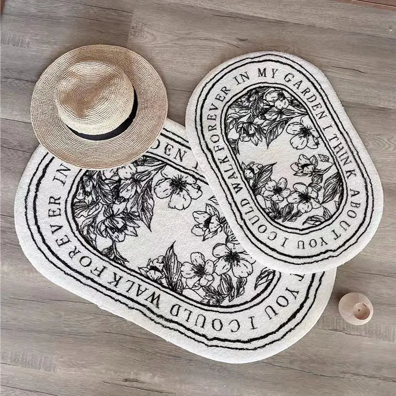 Floral Non-Slip Bath Mat Absorbent Polyester Rug
