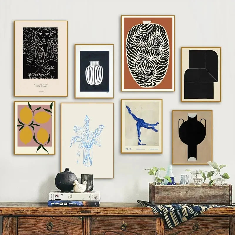 Lemon Vase Abstract Canvas Wall Art for Home Decor