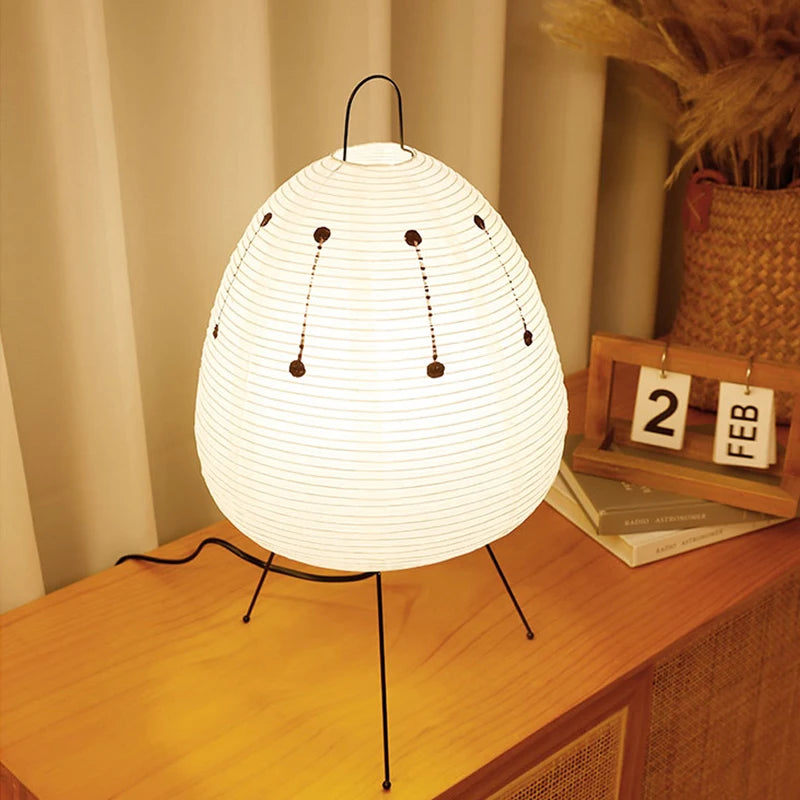 LED Table Lamp White Rice Paper Minimalist Design