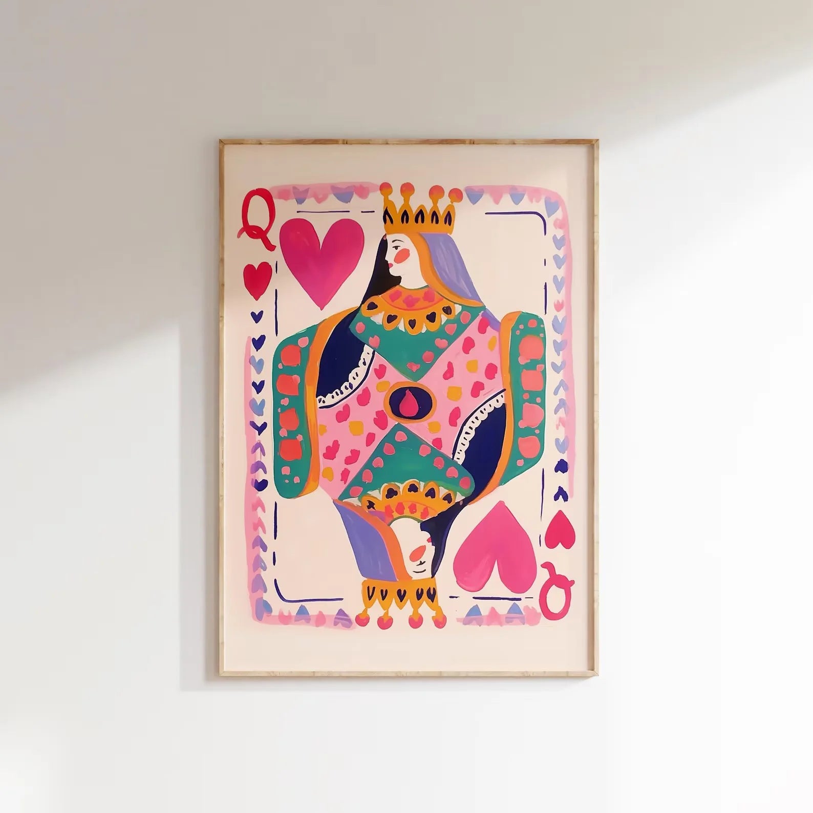 Queen of Hearts Colorful Wall Art Print Download